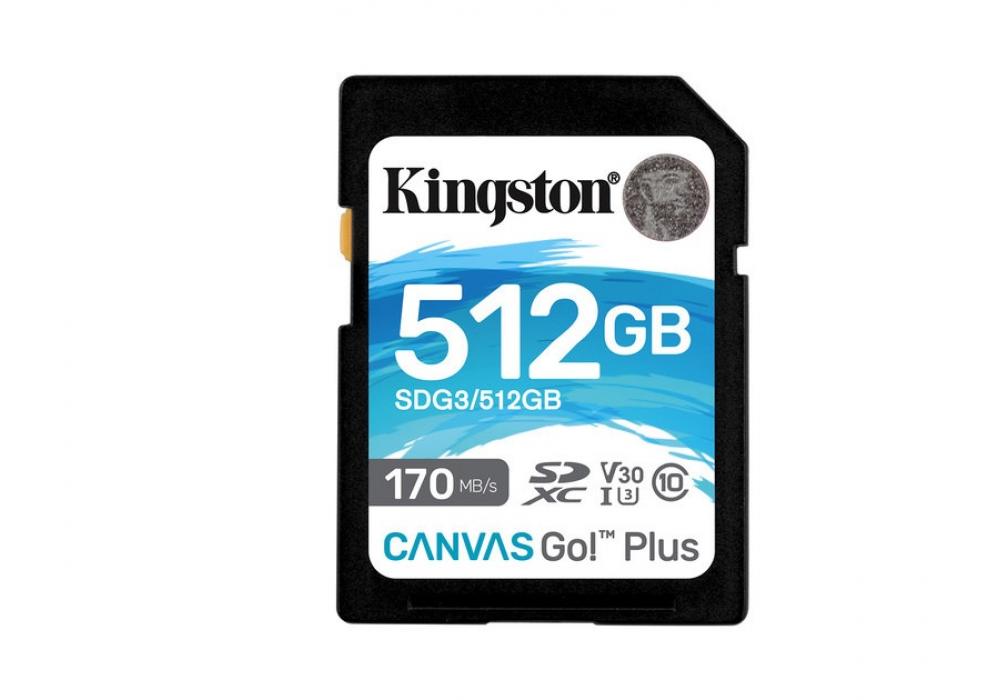 Kingston Memory Card 512GB SDXC Canvas Go Plus 170R C10 UHS-I U3 V30