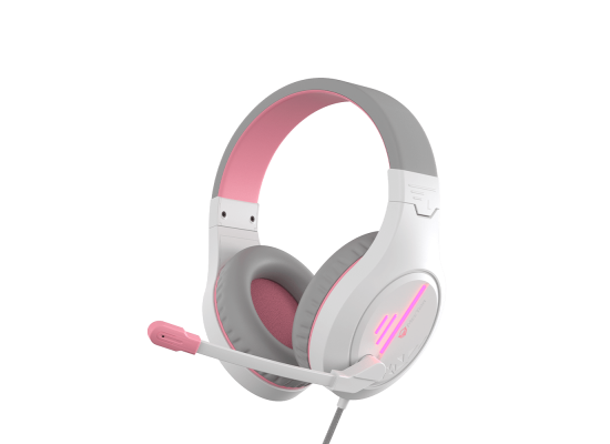 Meetion Wired Lightweight Stereo Backlit Gaming Headset HP021 White and Pink